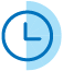 A blue clock icon on a light blue background, indicating time with a simple and modern design.