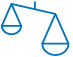 A blue illustration of a balance scale, symbolizing fairness, justice, and equality.
