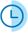 Graphic of a blue clock icon against a light blue background.