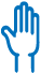 A blue hand icon, symbolizing assistance or support, with fingers extended.