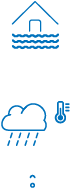 Illustration of water waves above and a rain cloud with droplets below, depicting a water cycle concept.