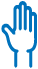 A simplified blue graphic of a hand with fingers extended, possibly indicating a gesture or action.
