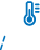 Icon of a thermometer indicating temperature measurement, in blue color.