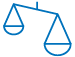 A simple line drawing of a balance scale, illustrating the concept of equality or justice.