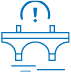 A blue outline of a fountain with water spouting from the top and several spouts along the basin.