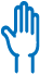 A stylized blue hand icon, symbolizing touch or interaction, with a slightly raised finger.
