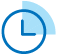 A blue clock icon with a circular design, indicating time with hour and minute hands.