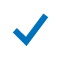 A blue check mark icon on a white background.