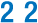 The number '22' in bold blue font on a white background.
