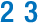 Number 23 in blue, stylized font on a white background.