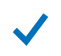 A blue checkmark symbol on a white background.