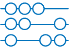 A simple diagram with three rows of circles, each row containing four circles connected with lines.