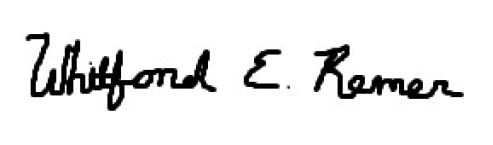 Signature of Whitford E. Remer in cursive handwriting.