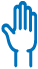 A blue outline of a raised hand, symbolizing support or assistance.