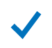 A blue check mark symbol, indicating confirmation or approval.