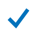 A blue checkmark symbol on a white background.