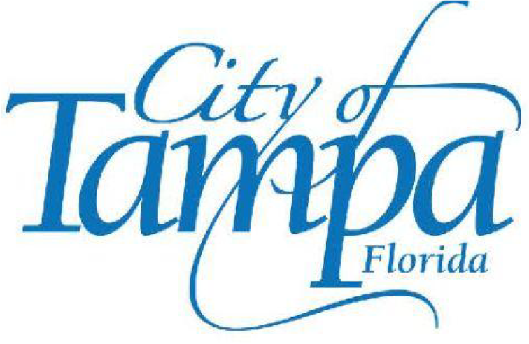 Logo for the City of Tampa, Florida, featuring the text in a blue, stylized font.