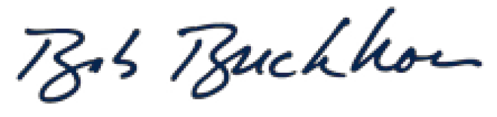 Handwritten signature of Bob Bachman in blue ink.