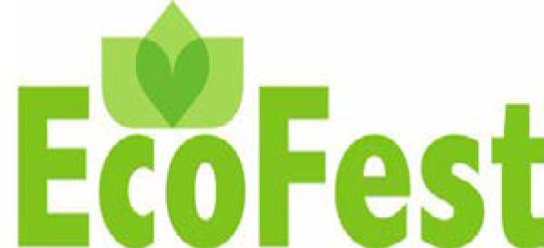 Logo of EcoFest featuring green leaves and a heart design.